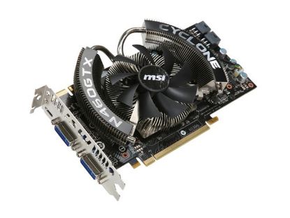 Picture of MSI N460GTXCYCLONE1-GD5/OC GeForce GTX 460 (Fermi) 1GB 256-bit GDDR5 PCI Express 2.0 x16 HDCP Ready SLI Support Video Card