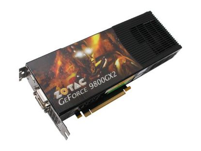 Picture of ZOTAC ZT 98TEY2P FSP GeForce 9800 GX2 1GB (512MB per GPU) 512-bit (256-bit per GPU) GDDR3 PCI Express 2.0 x16 HDCP Ready SLI Supp