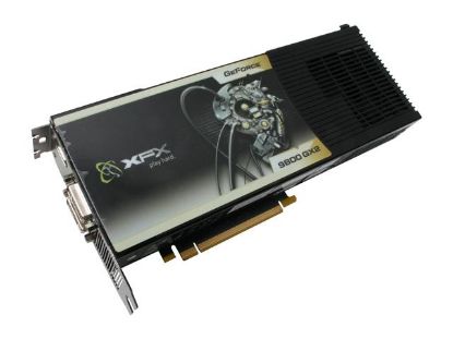 Picture of XFX PV T98U ZHF9 GeForce 9800 GX2 1GB (512MB per GPU) 512-bit (256-bit per GPU) GDDR3 PCI Express 2.0 x16 HDCP Ready SLI Support Vi