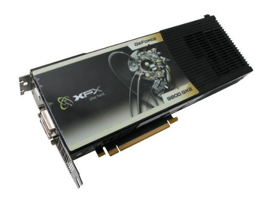 Picture of XFX PVT98UZHF9 GeForce 9800 GX2 1GB (512MB per GPU) 512-bit (256-bit per GPU) GDDR3 PCI Express 2.0 x16 HDCP Ready SLI Support Vi