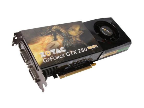 Picture of ZOTAC ZTX28E3LAFCP GeForce GTX 280 1GB 512-bit GDDR3 PCI Express 2.0 x16 HDCP Ready SLI Support Video Card