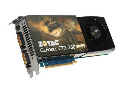 Picture of ZOTAC ZT X26E3KD FCP GeForce GTX 260 896MB 448-bit GDDR3 PCI Express 2.0 x16 HDCP Ready SLI Support Video Card