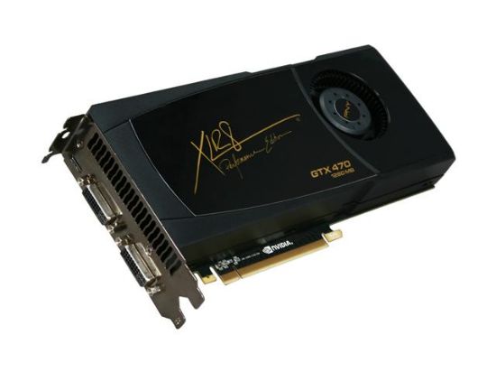 Picture of PNY RVCGGTX470XXB GeForce GTX 470 (Fermi) 1280MB 320-bit GDDR5 PCI Express 2.0 x16 HDCP Ready SLI Support Video Card