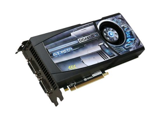 Picture of GIGABYTE 900-11025-0006-000 GeForce GTX 470 (Fermi) 1280MB 320-bit GDDR5 PCI Express 2.0 x16 HDCP Ready SLI Support Video Card