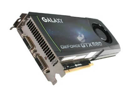 Picture of GALAXY 58NLH5HS8GGX GeForce GTX 580 (Fermi) 1536MB 384-bit GDDR5 PCI Express 2.0 x16 HDCP Ready SLI Support Video Card