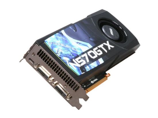 Picture of MSI N570GTX M2D12D5 OC GeForce GTX 570 (Fermi) 1280MB 320-bit GDDR5 PCI Express 2.0 x16 HDCP Ready SLI Support Video Card