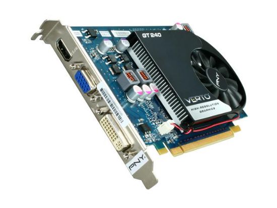 Picture of PNY GMGT240N2F1FH+0TE4AOA Verto GeForce GT 240 1GB 128-bit DDR3 PCI Express 2.0 x16 HDCP Ready Video Card