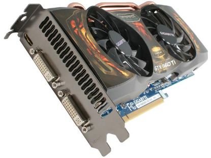 Picture of GIGABYTE GV-N560SO-1GI-950 Super Overclock Series GeForce GTX 560 Ti (Fermi) 1GB 256-bit GDDR5 PCI Express 2.0 x16 HDCP Ready SLI Support