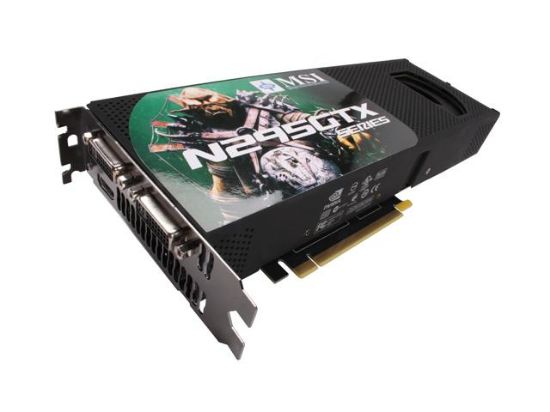 Picture of MSI N295GTX M2D1792 GeForce GTX 295 1792MB 896 (448 x 2)-bit GDDR3 PCI Express 2.0 x16 HDCP Ready SLI Support Video Card