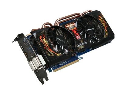 Picture of GIGABYTE GV R587SO 1GD Radeon HD 5870 (Cypress XT) 1GB 256-bit GDDR5 PCI Express 2.1 x16 HDCP Ready CrossFireX Support Video Card