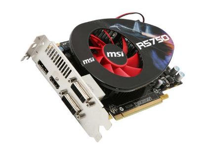 Picture of MSI R5750 PM2D1G Radeon HD 5750 1GB 128-bit GDDR5 PCI Express 2.0 x16 HDCP Ready CrossFireX Support Video Card