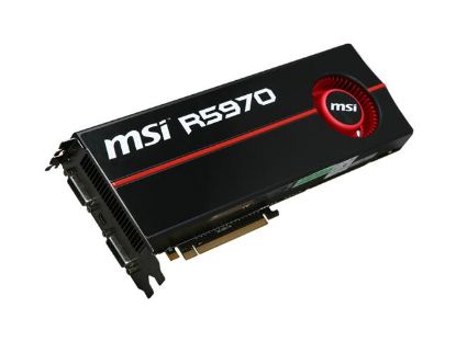 Picture of MSI R5970 P2D2G Radeon HD 5970 (Hemlock) 2GB 512 (256 x 2)-bit GDDR5 PCI Express 2.1 x16 HDCP Ready CrossFireX Support Dual GPU O