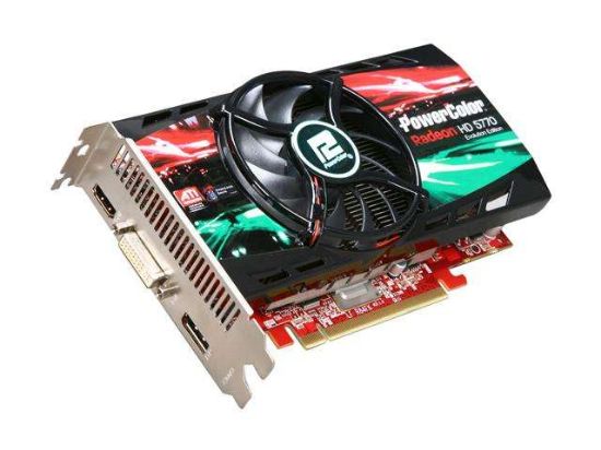 Picture of POWERCOLOR AX5770 1GBD5 DHC1 AX5770 Evolution 1GBD5-DHC1 Radeon HD 5770 128-bit GDDR5 PCI Express 2.0 x16 CrossFireX Support Video Card