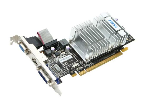 Picture of MSI R5450MD512H Radeon HD 5450 (Cedar) 512MB 64-bit DDR3 PCI Express 2.1 x16 HDCP Ready Low Profile Ready Video Card