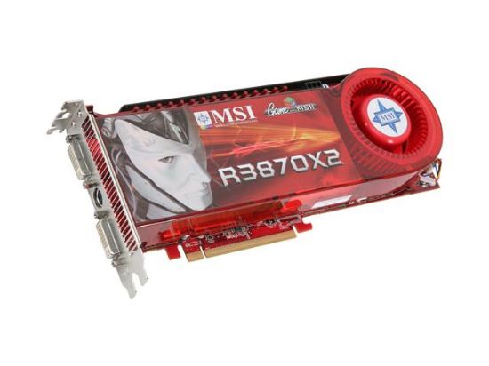 Picture of MSI RX3870X2-T2D1G-OC Radeon HD 3870 X2 1GB 512-bit (256-bit x 2) GDDR3 PCI Express 2.0 x16 HDCP Ready CrossFireX Support Video Card