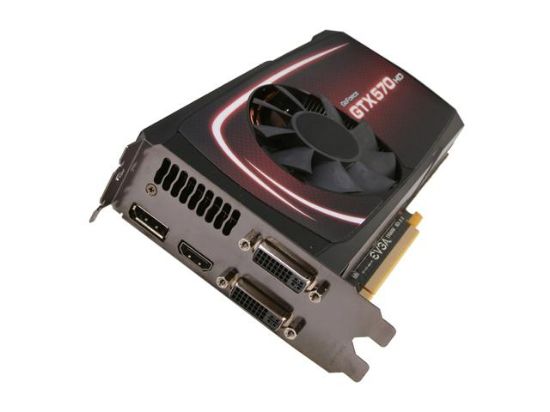 Picture of EVGA 012-P3-1571-RX GeForce GTX 570 HD w/Display-Port (Fermi) 1280MB 320-bit GDDR5 PCI Express 2.0 x16 HDCP Ready SLI Support Video C