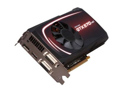 Picture of EVGA 012 P3 1573 A1 GeForce GTX 570 (Fermi) 1280MB 320-bit GDDR5 HD SuperClocked PCI Express 2.0 x16 HDCP Ready SLI Support Video Card