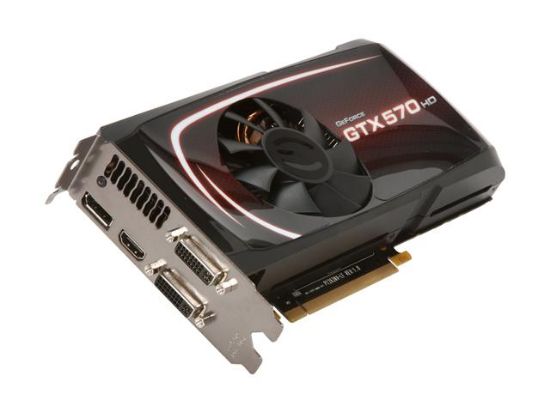 Picture of EVGA 012-P3-1573-KR GeForce GTX 570 (Fermi) 1280MB 320-bit GDDR5 HD SuperClocked PCI Express 2.0 x16 HDCP Ready SLI Support Video Card