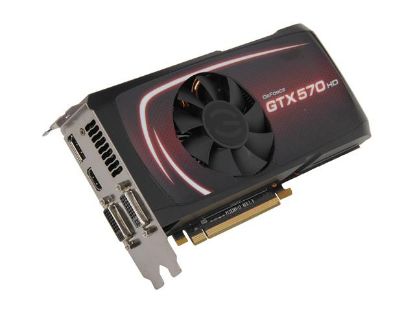 Picture of EVGA 012-P3-1573-RX GeForce GTX 570 (Fermi) 1280MB 320-bit GDDR5 HD SuperClocked PCI Express 2.0 x16 HDCP Ready SLI Support Video Card