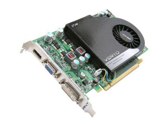 Picture of PNY RVCGGT2405G5XXB GeForce GT 240 512MB 128-bit GDDR5 PCI Express 2.0 x16 HDCP Ready Video Card