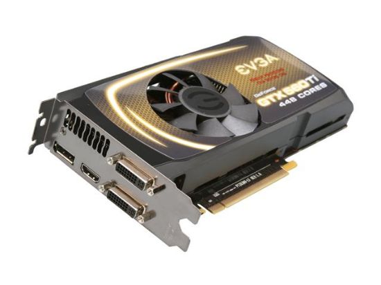 Picture of EVGA 012 P3 2066 A3 GeForce GTX 560 Ti (Fermi) 448 Cores FTW 1280MB 320-bit GDDR5 PCI Express 2.0 x16 HDCP Ready SLI Support Video Card