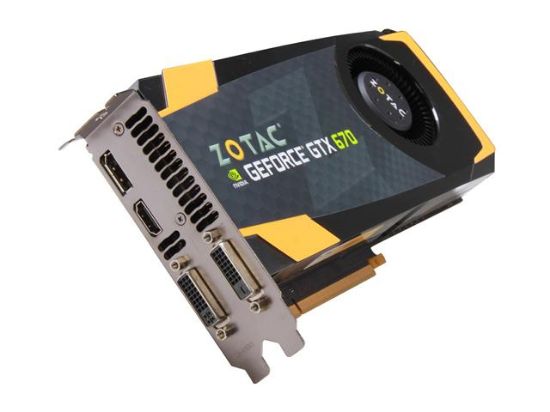 Picture of ZOTAC ZT-60304-10P  GeForce GTX 670 2GB 256-bit GDDR5 PCI Express 3.0 x16 HDCP Ready SLI Support Video Card