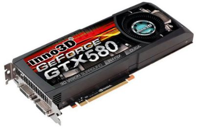 Picture of INNO3D GTX 580 N580-1DDN-K5HW GeForce GTX 580 1536MB GDDR5 PCI Express 2.0 Dual DVI/mini HDMI SLI Ready Graphics Card