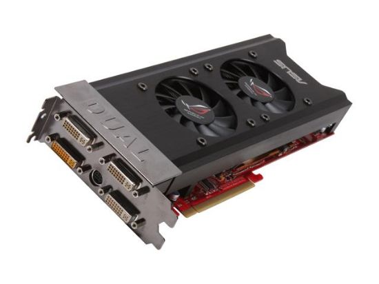 Picture of ASUS EAH3870X2 TOP/G/3DHTI/1G Radeon HD 3870 X2 1GB 512-bit GDDR3 PCI Express 2.0 x16 HDCP Ready Video Card