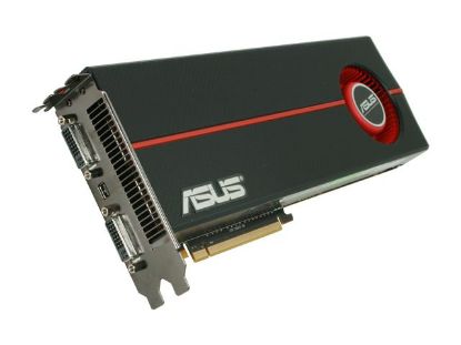 Picture of ASUS EAH5970/2DIS/2GD5 Radeon HD 5970 2GB 512 (256 x 2)-bit GDDR5 PCI Express 2.1 x16 HDCP Ready CrossFireX Support Dual GPU Onboard CrossFire Video Card w/ Eyefinity