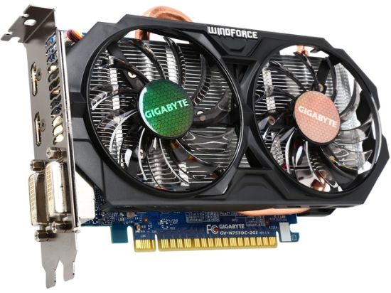 Picture of GIGABYTE GV-N75TOC-2GI GeForce GTX 750 Ti 2GB 128-Bit GDDR5 PCI Express 3.0 Video Card