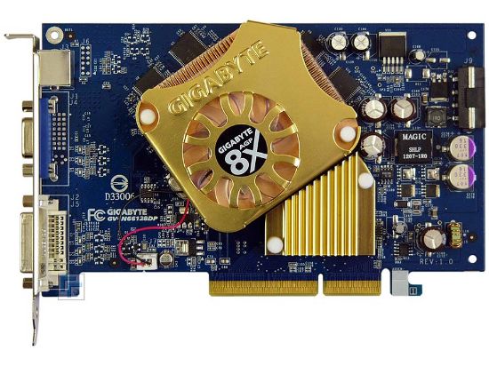 Picture of GIGABYTE GVN66128DP GeForce 6600 128MB 128-bit DDR AGP 4X/8X Video Card