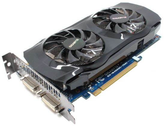 Picture of GIGABYTE GTX460 X16 HP GeForce GTX 460 1 GB GDDR5 PCI-E X16 DUAL DVI DUAL LINK 1 x MINI DP VIDEO CARD 