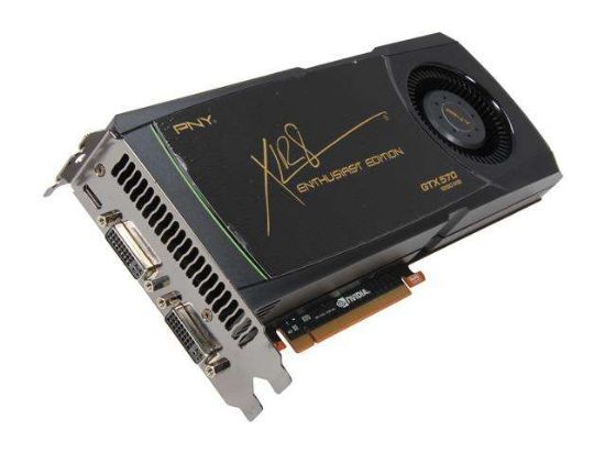 Picture of PNY RVCGGTX570XXB GeForce GTX 570 (Fermi) 1280MB 320-bit GDDR5 PCI Express 2.0 x16 HDCP Ready SLI Support Video Card