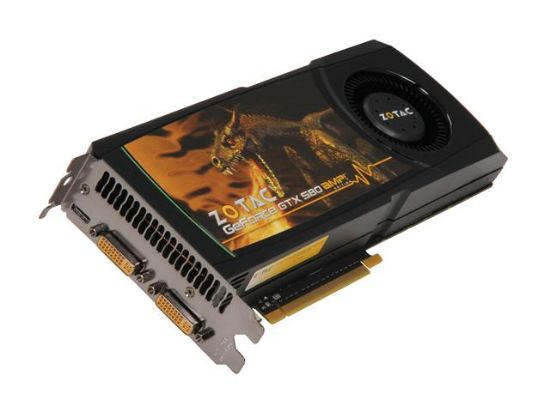 Picture of ZOTAC ZT-50106-10P AMP! GeForce GTX 580 (Fermi) 1536MB 384-bit GDDR5 PCI Express 2.0 x16 HDCP Ready SLI Support Video Card