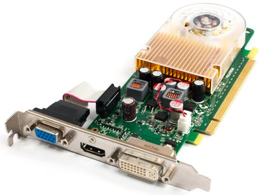 Picture of HP 586382-001 nVidia GeForce  GT 210 512MB PCIe x16 HDMI standard bracket graphics card.