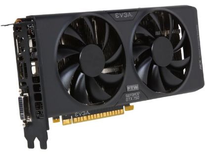 Picture of EVGA 02G P4 2758 KR NVIDIA GEFORCE GTX 750 FTW 2GB 128-Bit GDDR5 PCIe x16 GRAPHICS CARD.